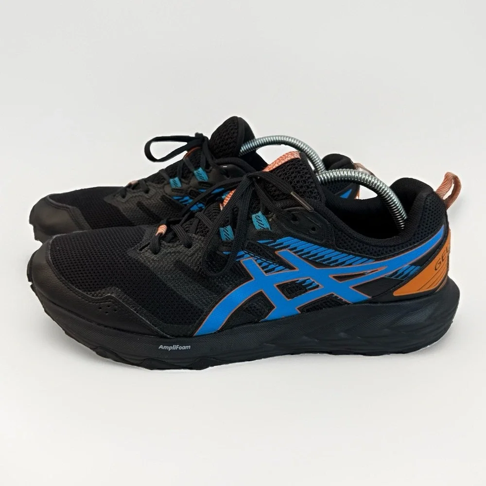 ASICS GEL-SONOMA 6 Mens Trail Running Shoes Black Blue Orange Lace-Up size 12